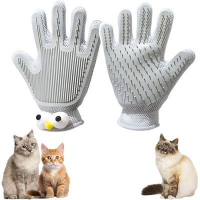 2-in-1-Pflegehandschuh für Katzen – Baden und Massieren – Grau (1 Stück)