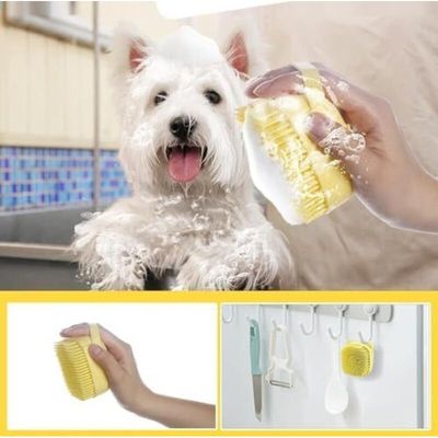 Brosse Bain 2 en 1 Chien Chat Réservoir Shampoing
