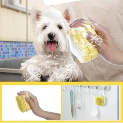 Brosse Bain 2 en 1 Chien Chat Réservoir Shampoing Brosse Bain 2 en 1 Chien Chat Réservoir Shampoing