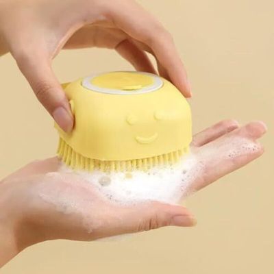 Pawffee Cepillo de baño 2 en 1 perros gatos - Depósito champú integrado
