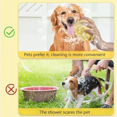 Brosse Bain 2 en 1 Chien Chat Réservoir Shampoing Brosse Bain 2 en 1 Chien Chat Réservoir Shampoing