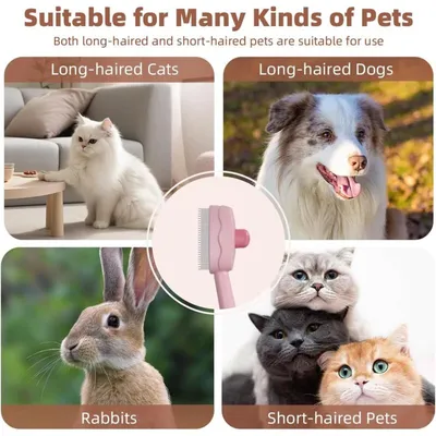 Selbstreinigende Bürste Hunde Katzen – Massage Haarentfernung – Rosa Selbstreinigende Bürste Hunde Katzen – Massage Haarentfernung – Rosa
