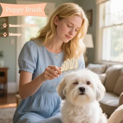 Sanfte Bürste für kleine Hunde und Welpen – Schonende Fellpflege – Weiß Sanfte Bürste für kleine Hunde und Welpen – Schonende Fellpflege – Weiß