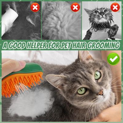 Brosse vapeur 3-en-1 chats chiens - Masseur autonettoyante