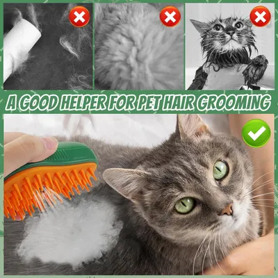 Brosse vapeur 3-en-1 chats chiens - Masseur autonettoyante Brosse vapeur 3-en-1 chats chiens - Masseur autonettoyante