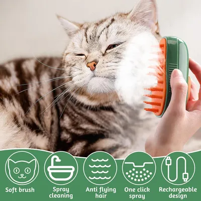 Brosse vapeur 3-en-1 chats chiens - Masseur autonettoyante Brosse vapeur 3-en-1 chats chiens - Masseur autonettoyante