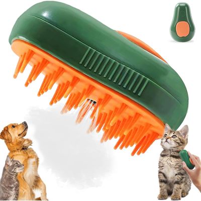 3-in-1-Dampfbürste Katzen Hunde – Massagefunktion selbstreinigend