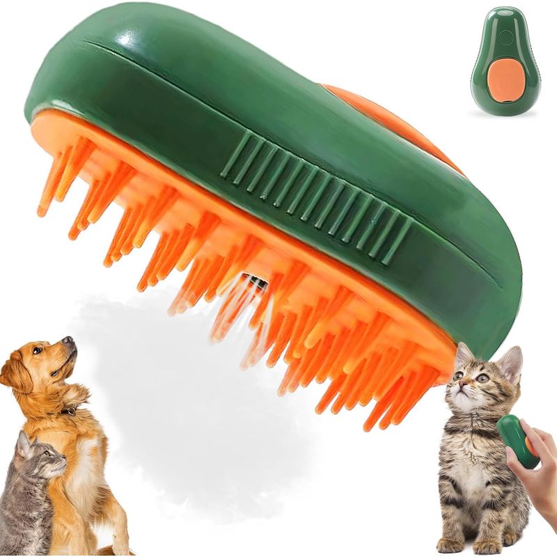 3-in-1-Dampfbürste Katzen Hunde – Massagefunktion selbstreinigend