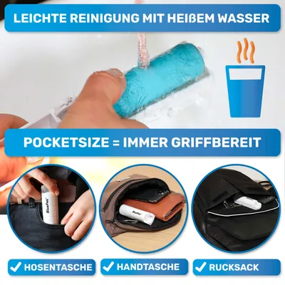 BluePet Mini Tierhaarentferner, Fusselroller im 3er-Set, Wiederverwendbar