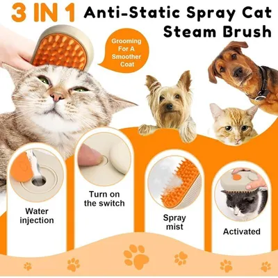 Hekasvm - Brosse vapeur 3 en 1 - Chiens et chats Hekasvm - Brosse vapeur 3 en 1 - Chiens et chats