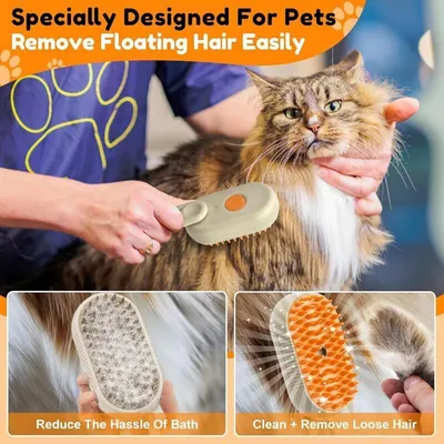 3-in-1-Dampfbürste für Hunde und Katzen – Integrierter Wassertank 3-in-1-Dampfbürste für Hunde und Katzen – Integrierter Wassertank