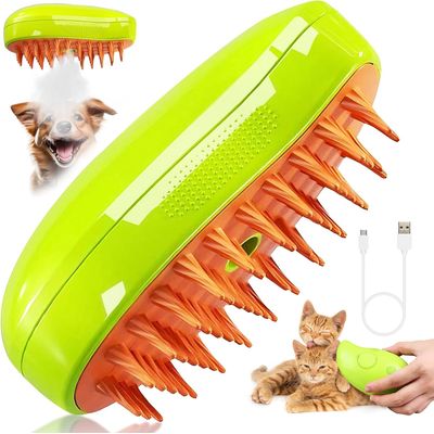3-in-1-Dampfbürste für Katzen und Hunde – Massage und Reinigung – Grün