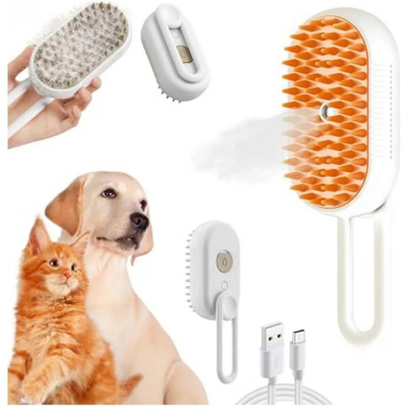3-in-1-Dampfbürste für Hunde und Katzen – Elektrische Massage und Pflege