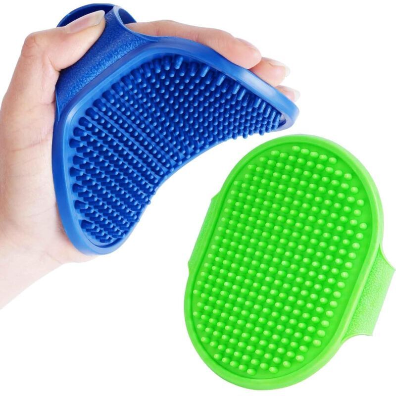 2er-Set Silikon-Bade-Bürsten für Hunde – Verstellbarer Griff – Grau