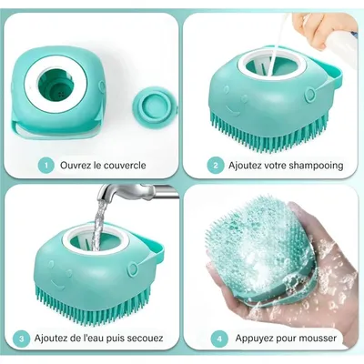 Brosse de bain silicone distributeur shampoing Brosse de bain silicone distributeur shampoing
