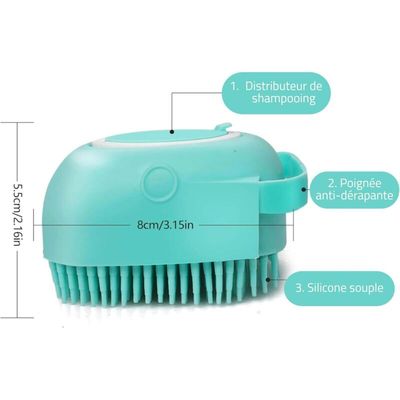 Brosse de bain silicone distributeur shampoing