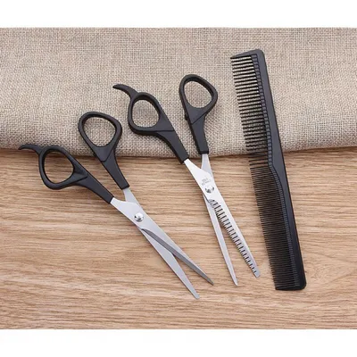 Set de 3 ciseaux toilettage professionnels et peigne acier inoxydable Set de 3 ciseaux toilettage professionnels et peigne acier inoxydable