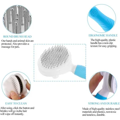 Brosse autonettoyante chien chat, retrait poils 1 clic Brosse autonettoyante chien chat, retrait poils 1 clic