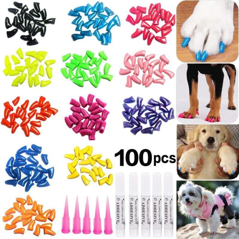 100 Stück100 Stück Weiche Krallenschützer Hunde – 5er-Set in verschiedenen