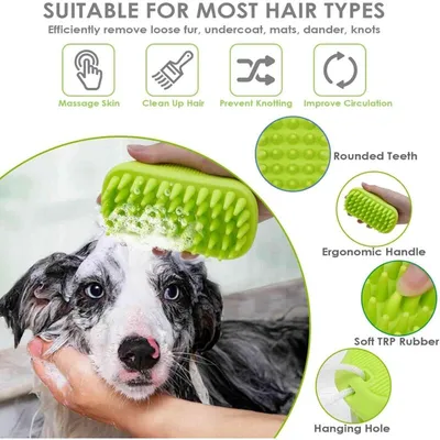 Brosse de bain silicone souple pour chiens et chats