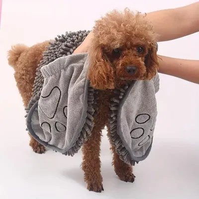 Serviette chien séchage rapide absorbant poches pratiques Serviette chien séchage rapide absorbant poches pratiques