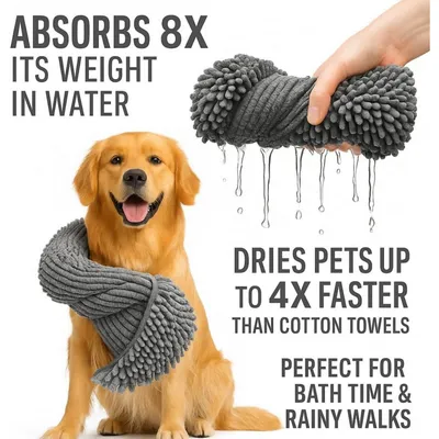 Serviette chien séchage rapide absorbant poches pratiques Serviette chien séchage rapide absorbant poches pratiques