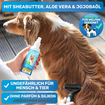 BluePet Entfilzungsspray Hunde & Katzen, natürliches Fellspray gegen Knoten