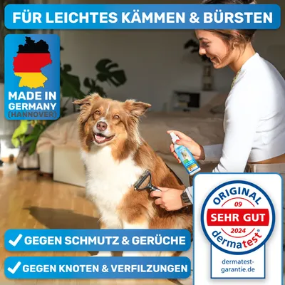 BluePet Entfilzungsspray Hunde & Katzen, natürliches Fellspray gegen Knoten