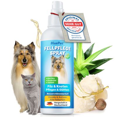 BluePet Entfilzungsspray Hunde & Katzen, natürliches Fellspray gegen Knoten