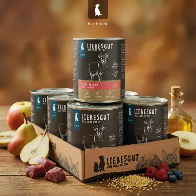 Liebesgut Hundefutter Hirsch mit Obst und Hirse