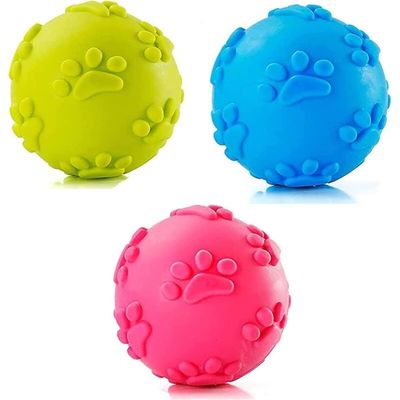 Set 3 quietschenden Gummibällen Hunde – Schwimmende Spielzeuge (Blau）
