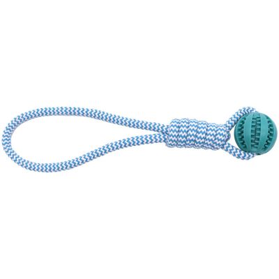 Hundespielzeug aus Seil, 38 cm – blauer, bissfester Gummiknoten