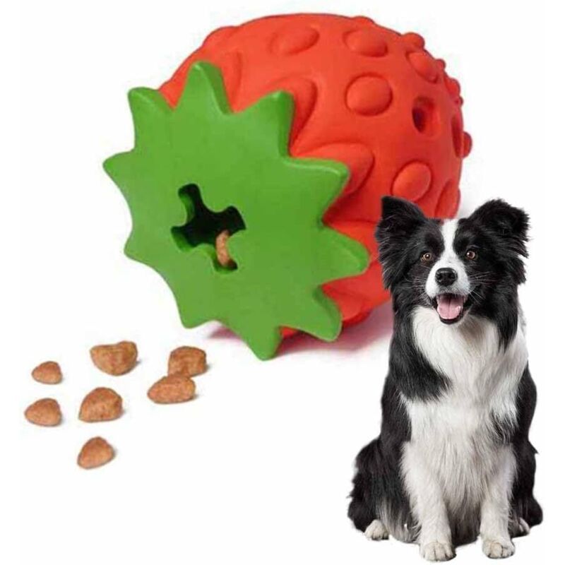 Erdbeer-Puzzle-Hundespielzeug – interaktiver Leckerli-Spender aus Gummi