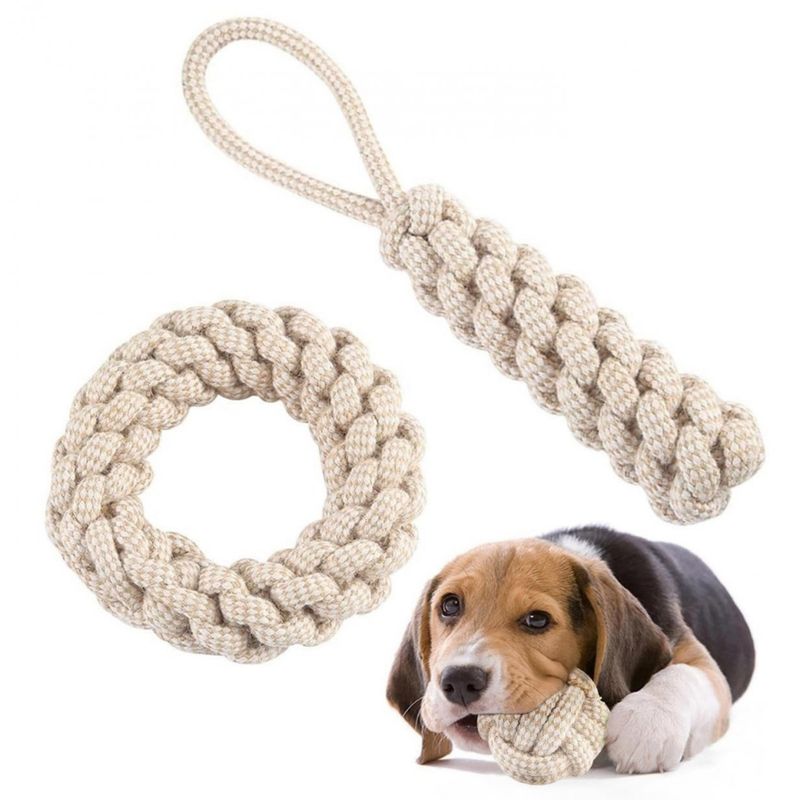Hundespielzeug aus Seil – 2er-Set zum Ziehen und Kauen, langlebig