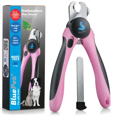 BluePet Krallenschere mit Schutz, Krallenzange Hund Katze + Abstandsschutz