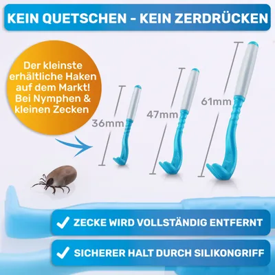 BluePet Premium Zeckenhaken 3er Set kleine Zeckenhebel Zeckenentferner BluePet Premium Zeckenhaken 3er Set kleine Zeckenhebel Zeckenentferner