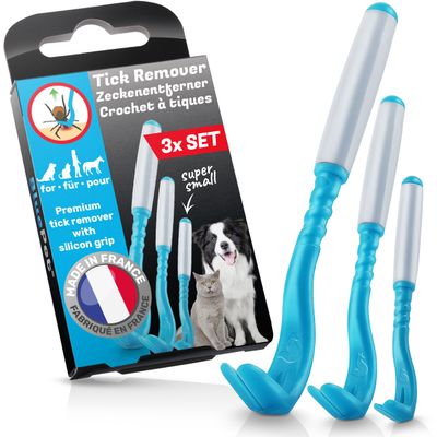 BluePet Premium Zeckenhaken 3er Set kleine Zeckenhebel Zeckenentferner