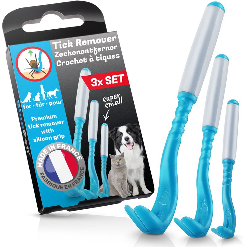 BluePet Premium Zeckenhaken 3er Set kleine Zeckenhebel Zeckenentferner