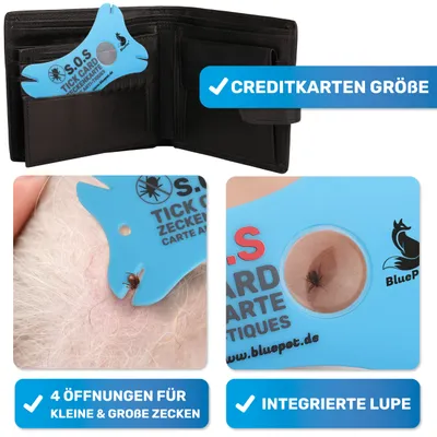 BluePet Zeckenkarte mit Lupe Zeckenentferner für Hund, Katze & Mensch BluePet Zeckenkarte mit Lupe Zeckenentferner für Hund, Katze & Mensch