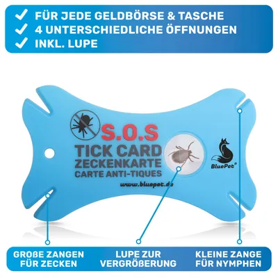BluePet Zeckenkarte mit Lupe Zeckenentferner für Hund, Katze & Mensch BluePet Zeckenkarte mit Lupe Zeckenentferner für Hund, Katze & Mensch