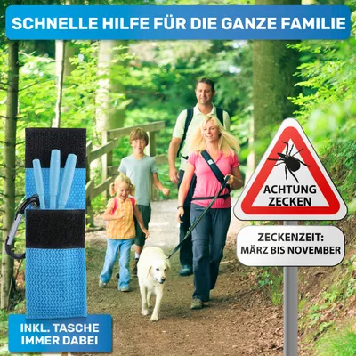 BluePet Zeckenhaken 3er Set Zeckenhebel Zeckenentferner mit Tasche