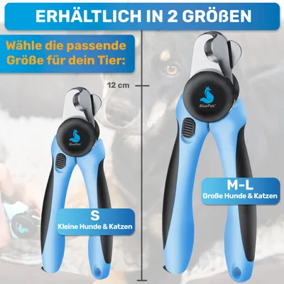 BluePet Krallenschere mit Schutz, Krallenzange Hund Katze + Abstandsschutz