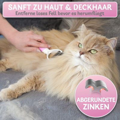 BluePet Unterwollbürste Katze, Langhaar Unterfellbürste, Unterwolle Kamm