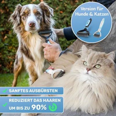 BluePet Unterwollbürste Katze, Langhaar Unterfellbürste, Unterwolle Kamm