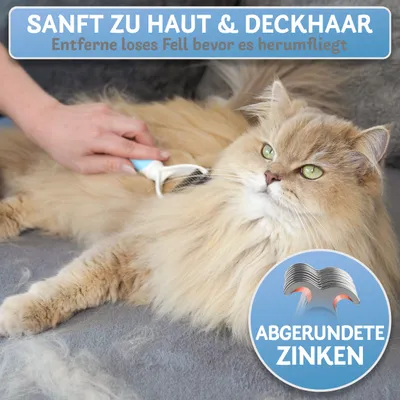 BluePet Unterwollbürste Katze, Langhaar Unterfellbürste, Unterwolle Kamm