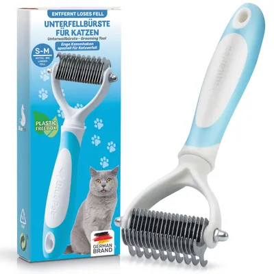 BluePet Unterwollbürste Katze, Langhaar Unterfellbürste, Unterwolle Kamm