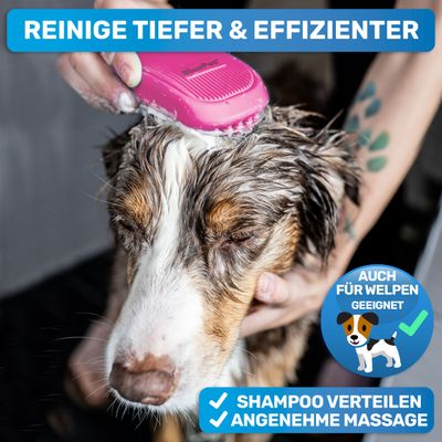 BluePet Hundebürste & Katzenbürste Kurzhaar, Badebürste Gummistriegel Hund