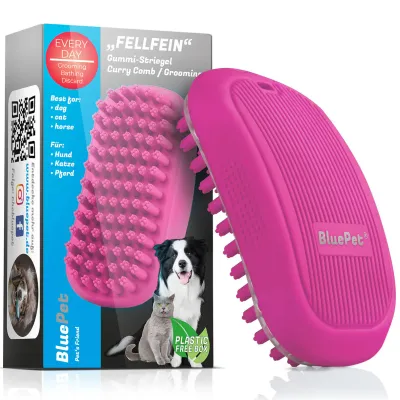 BluePet Badebürste Gummistriegel für Kurzhaar Hund & Katze + Massageeffekt
