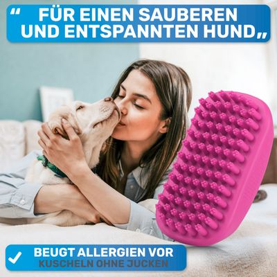 BluePet Hundebürste & Katzenbürste Kurzhaar, Badebürste Gummistriegel Hund