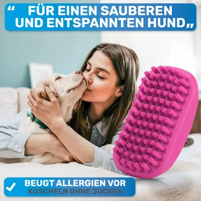 BluePet Hundebürste & Katzenbürste Kurzhaar, Badebürste Gummistriegel Hund
